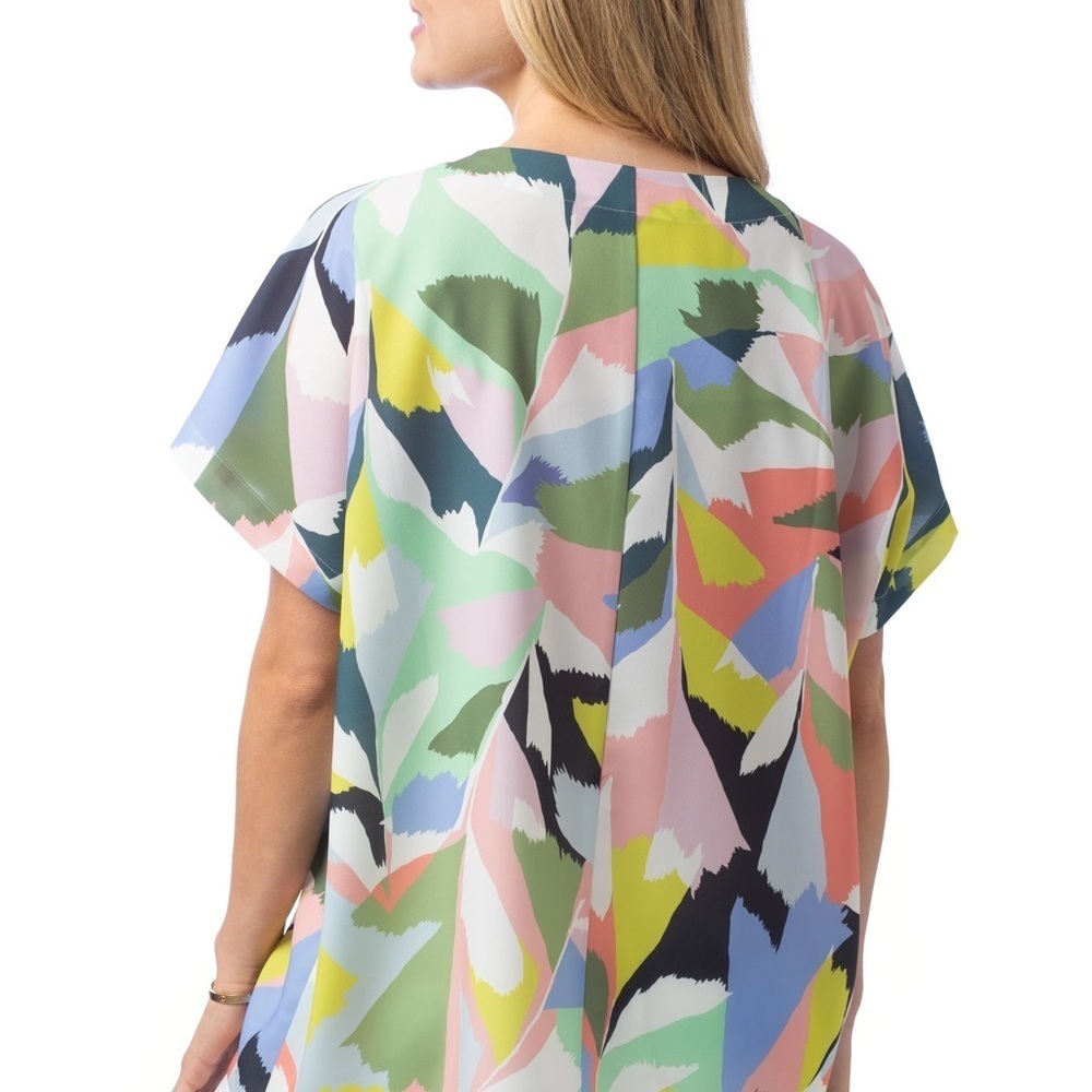 Crosby Pink and Yellow Flutter Sleeve Blouse - Picture 2 of 6